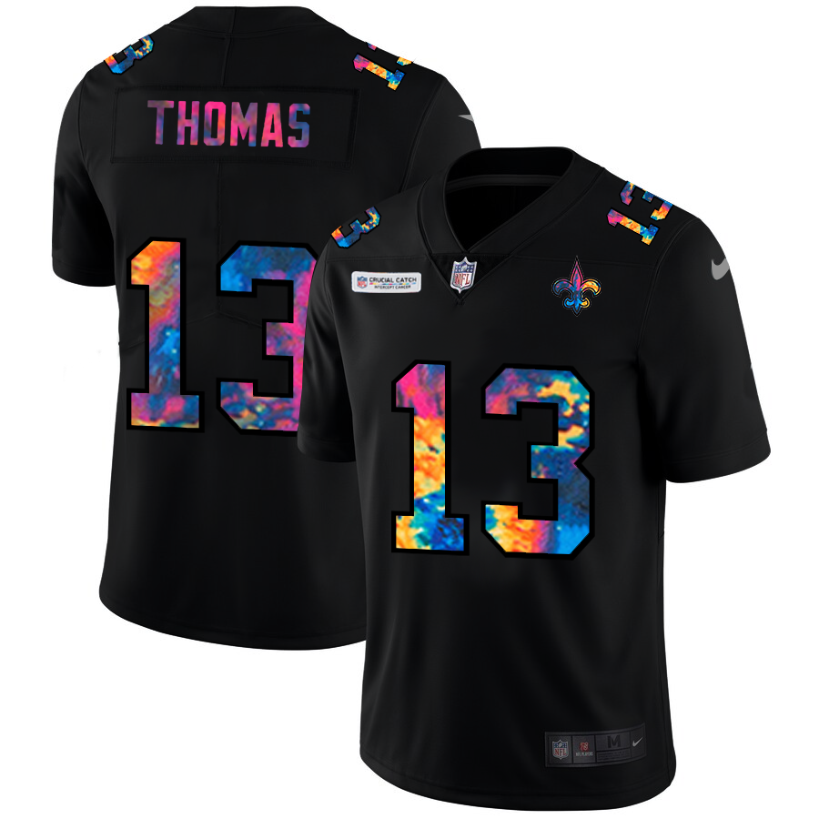 NFL New Orleans Saints #13 Michael Thomas Men Nike MultiColor Black 2020 Crucial Catch Vapor Untouchable Limited Jersey->miami dolphins->NFL Jersey